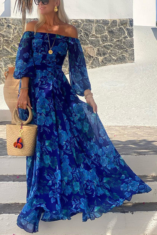 Calista | Blumige Off-Shoulder Maxi Kleid