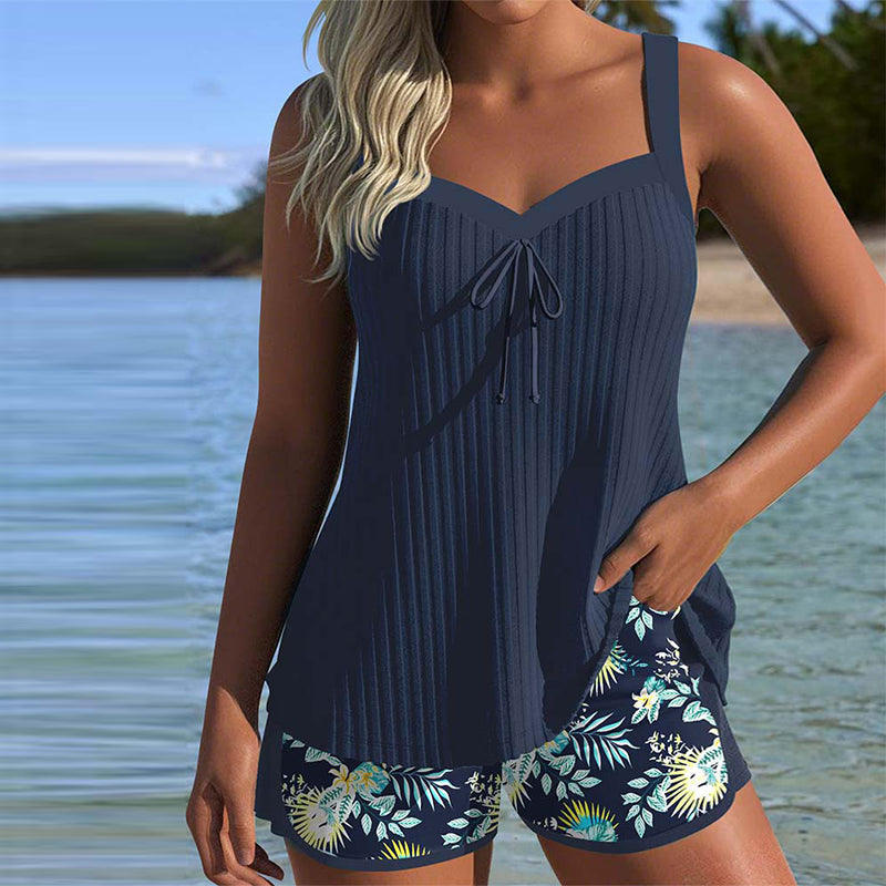 Laluna® | Gestreifter Tankini mit Zweiteiligem Strandhöschen