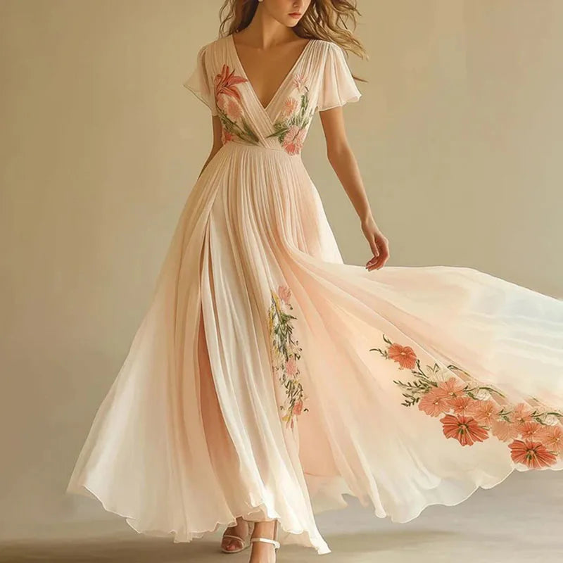 Amelia | Elegante High Waist V-Ausschnitt Partykleider