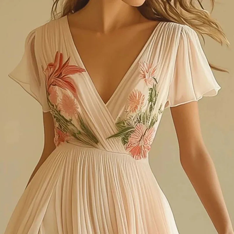 Amelia | Elegante High Waist V-Ausschnitt Partykleider