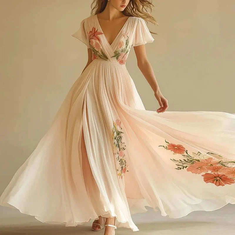Amelia | Elegante High Waist V-Ausschnitt Partykleider