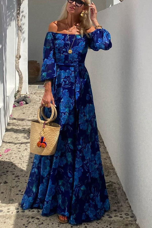 Calista | Blumige Off-Shoulder Maxi Kleid