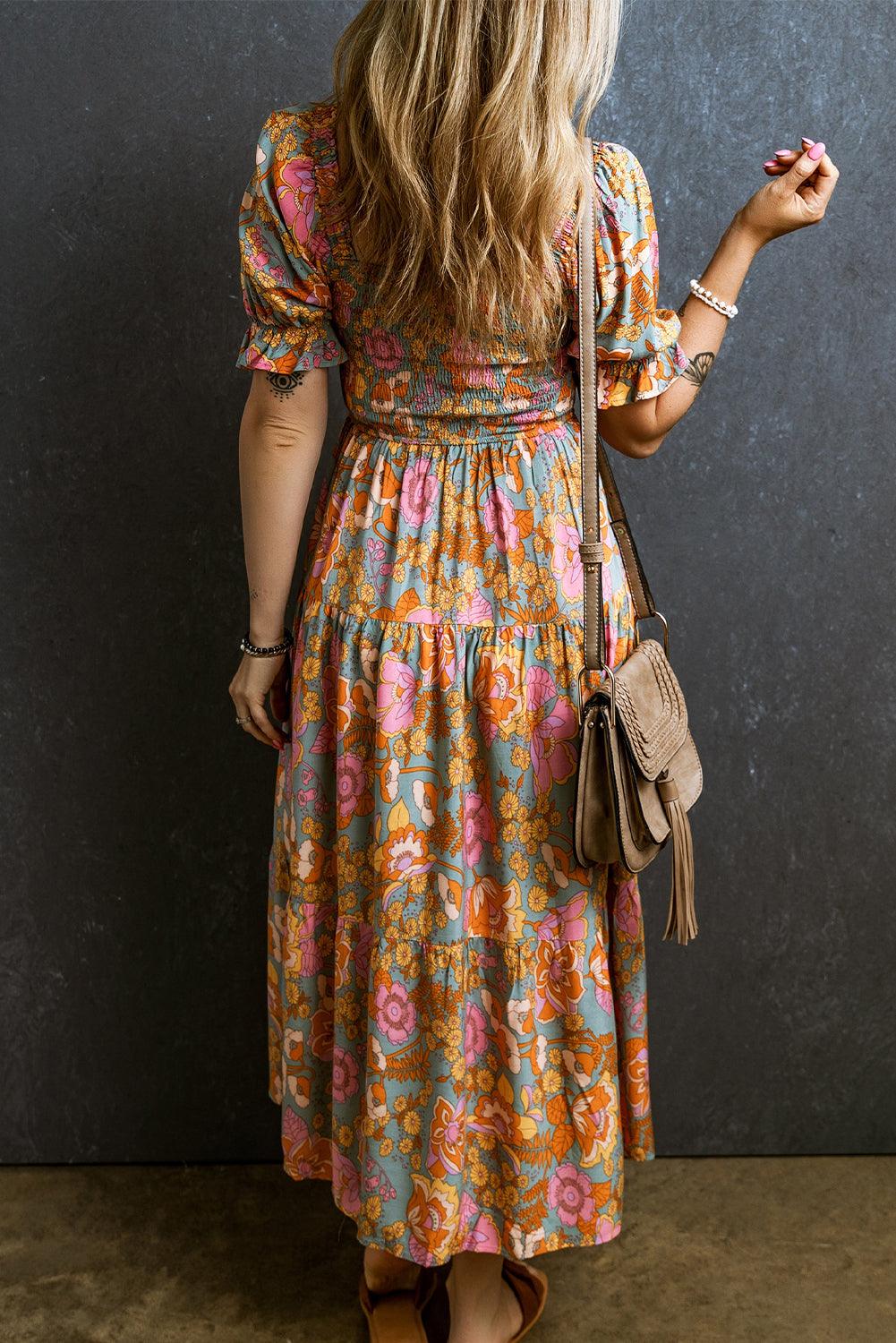 Anaïs | Smockkleid mit Blumen und Puffärmeln