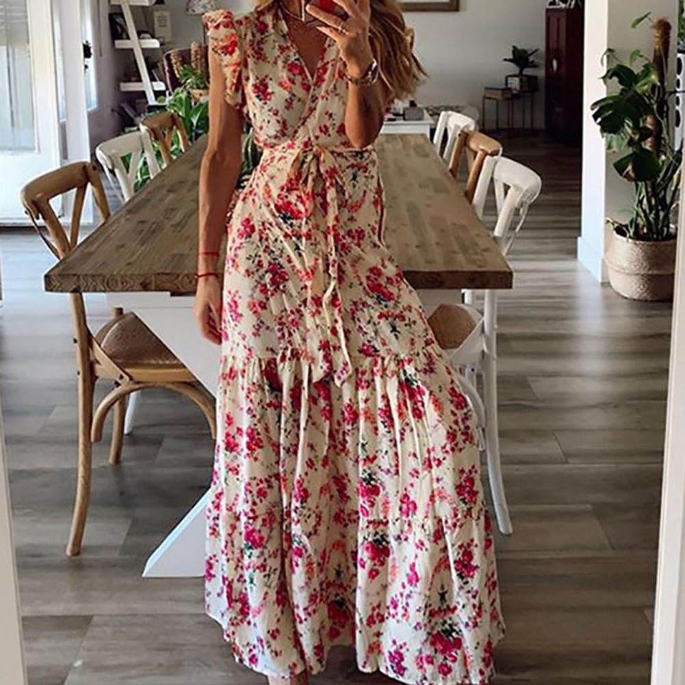 Dahlia | Blumiges Maxi-Kleid