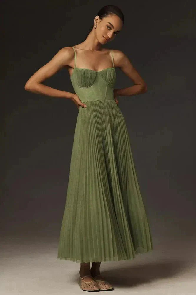 Isabella | Plissee Tüll Midikleid
