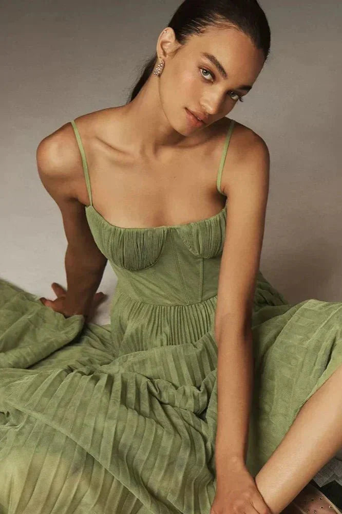Isabella | Plissee Tüll Midikleid