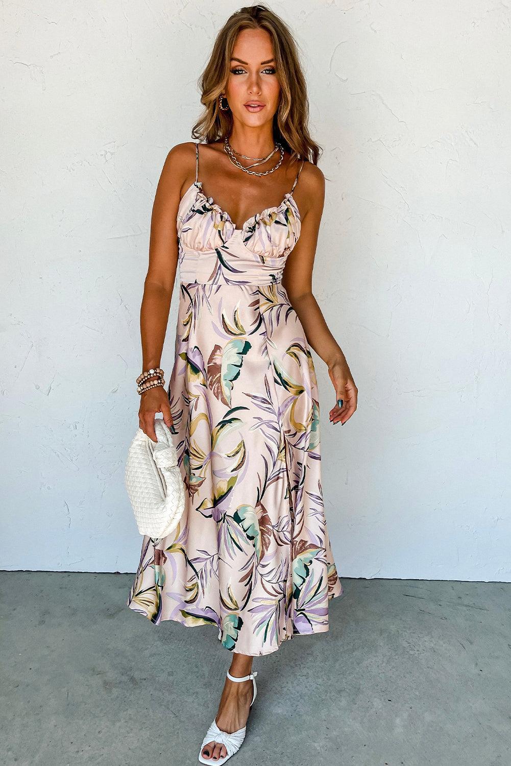 Lana | Tropisches Kleid mit Blattdruck