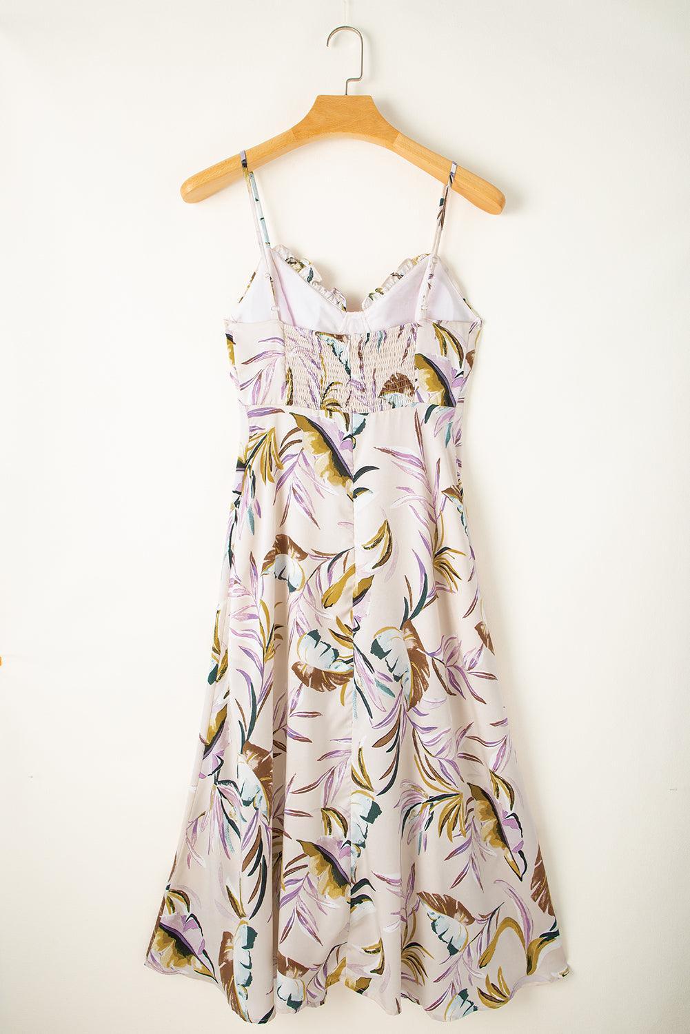Lana | Tropisches Kleid mit Blattdruck
