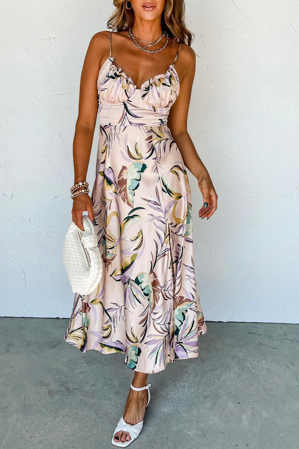 Lana | Tropisches Kleid mit Blattdruck