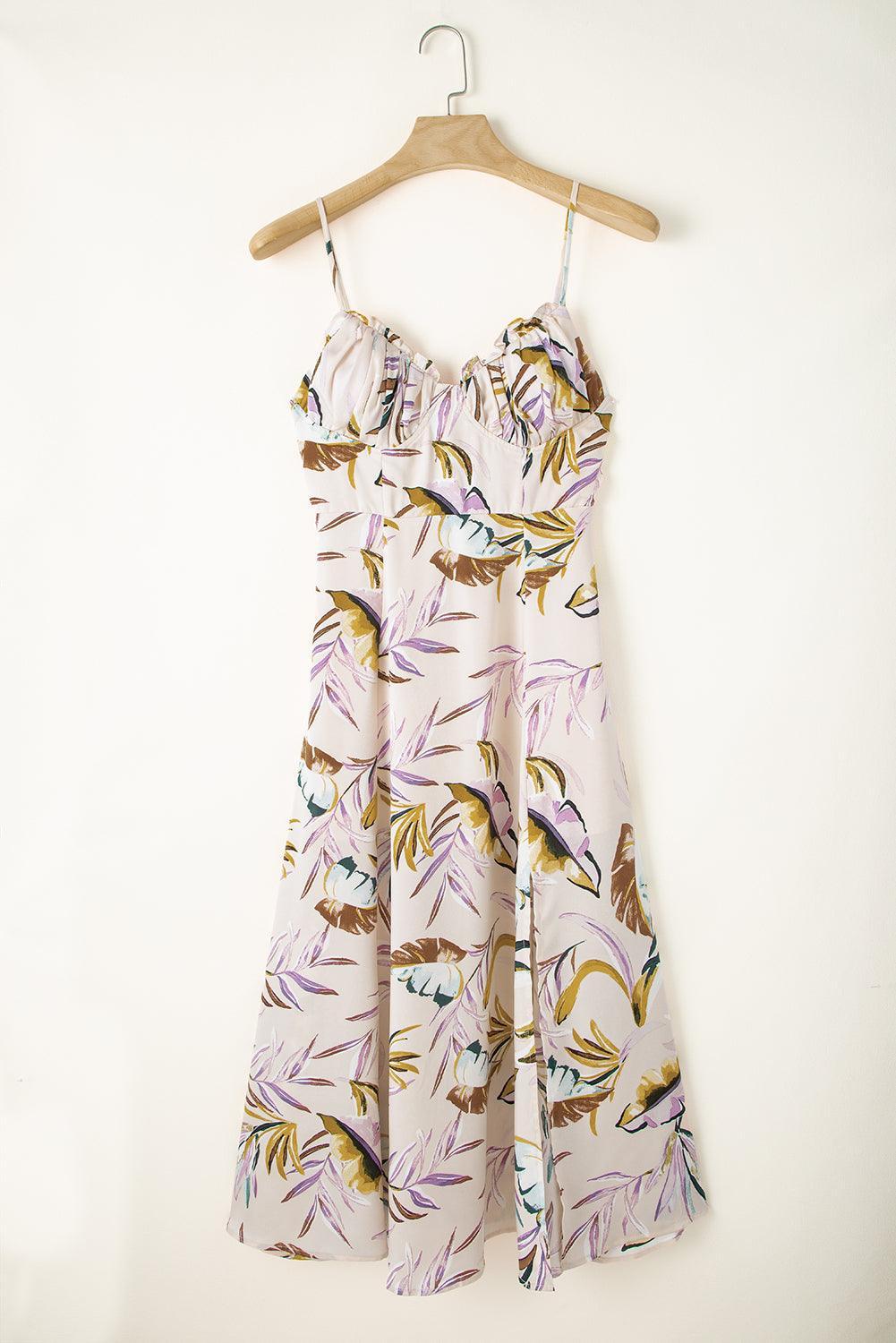 Lana | Tropisches Kleid mit Blattdruck